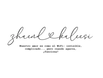 Crea una imagen con dos nombres unidos por un corazón y una frase especial
